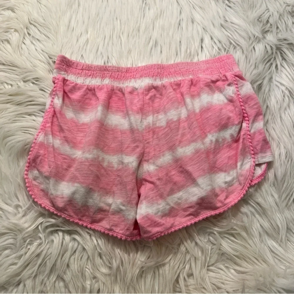 Justice Girls' Size 10 Casual Shorts Pink‎ White Tie Dye Stripes 100% Cotton